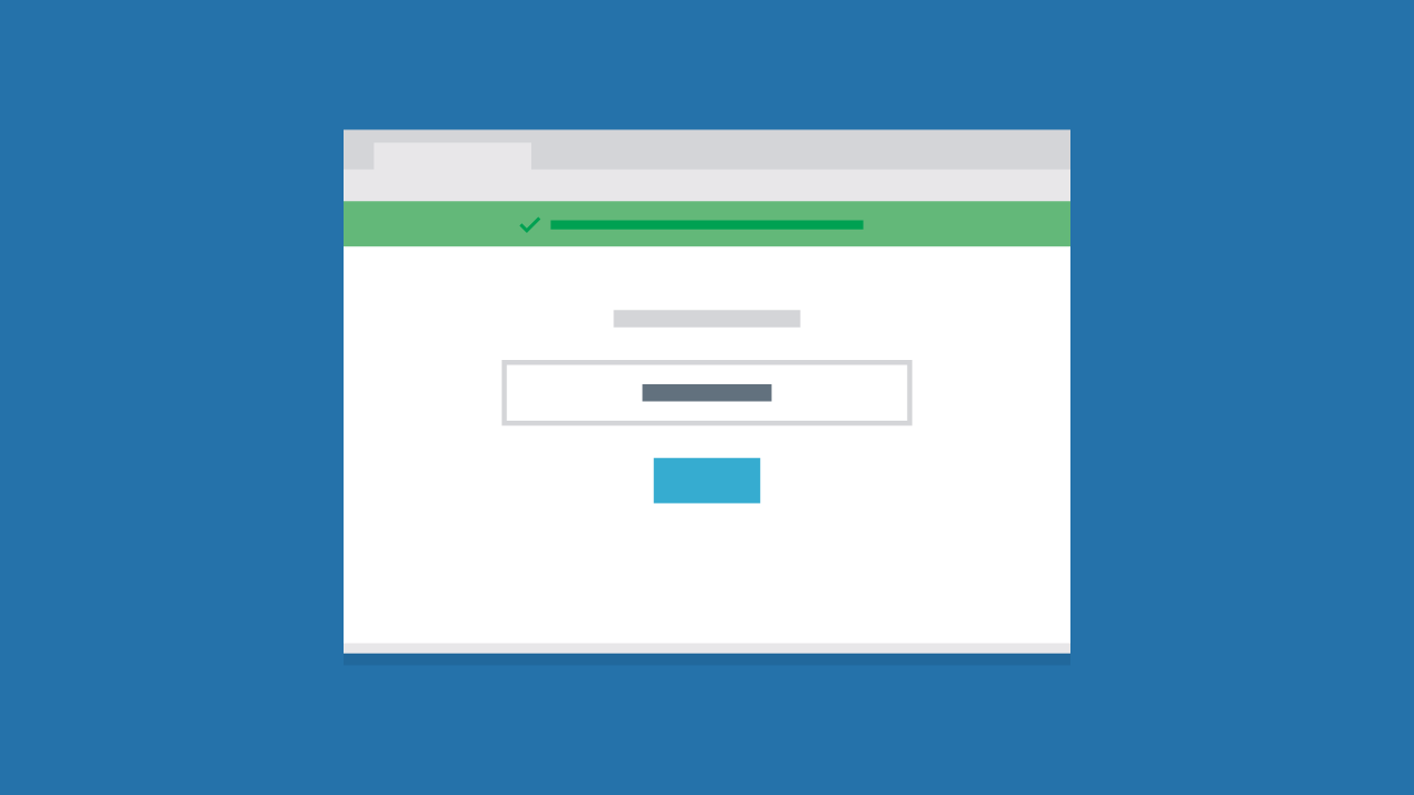 browser window with content in front of a blue background.